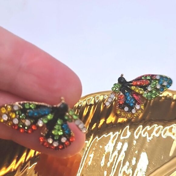 New FREE PEOPLE Butterfly rhinestone multicolor studs - Picture 5 of 12